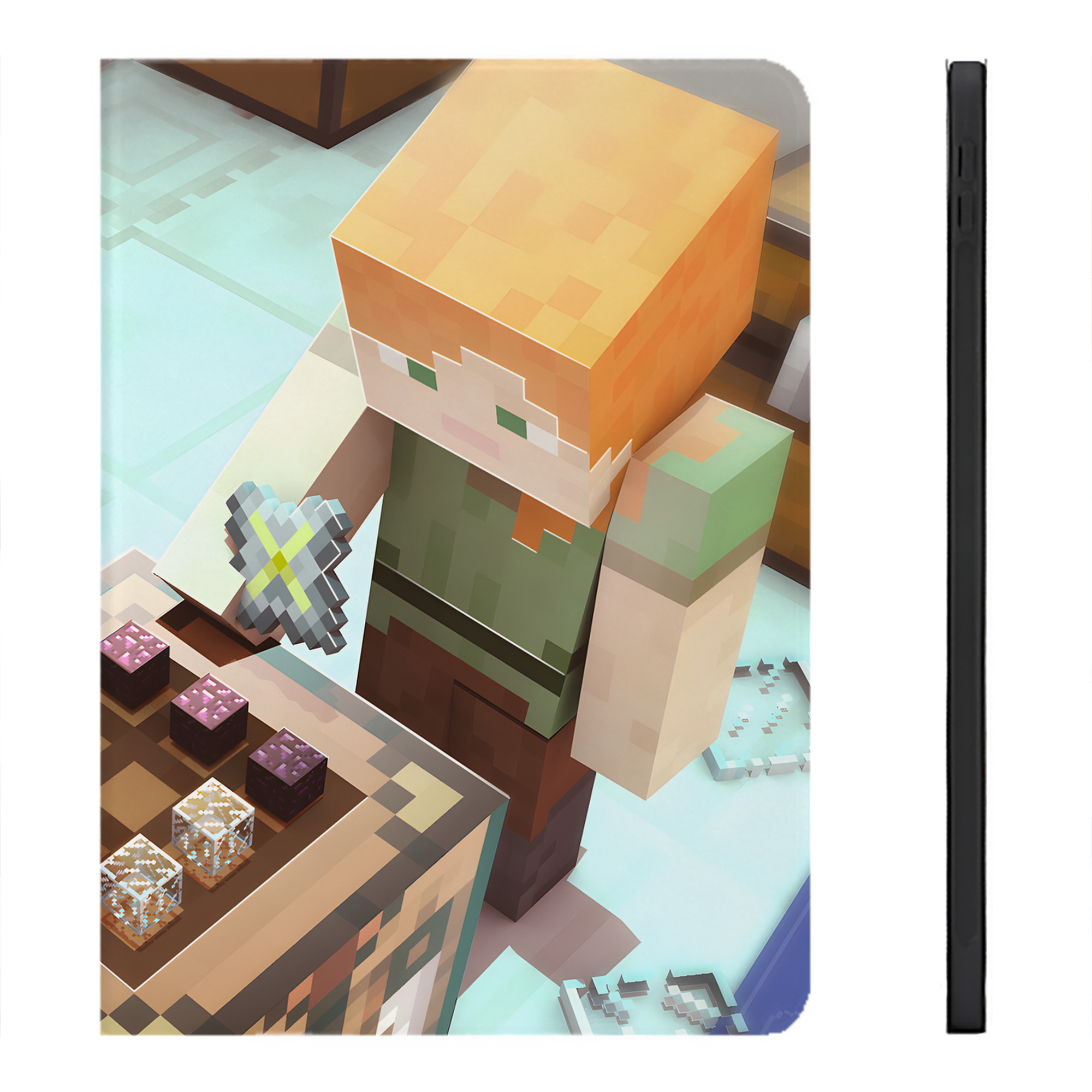 （画像用） マインクラフト ブロックの世界 Minecraft MC Block world IPadケース ペンホルダー付き ブックスタイルデザイン